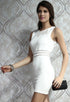 White Bodycon Mini Dress with Mesh Insert